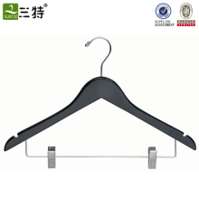 Lipu customize color wholesale hotel wooden clothes hanger with clips